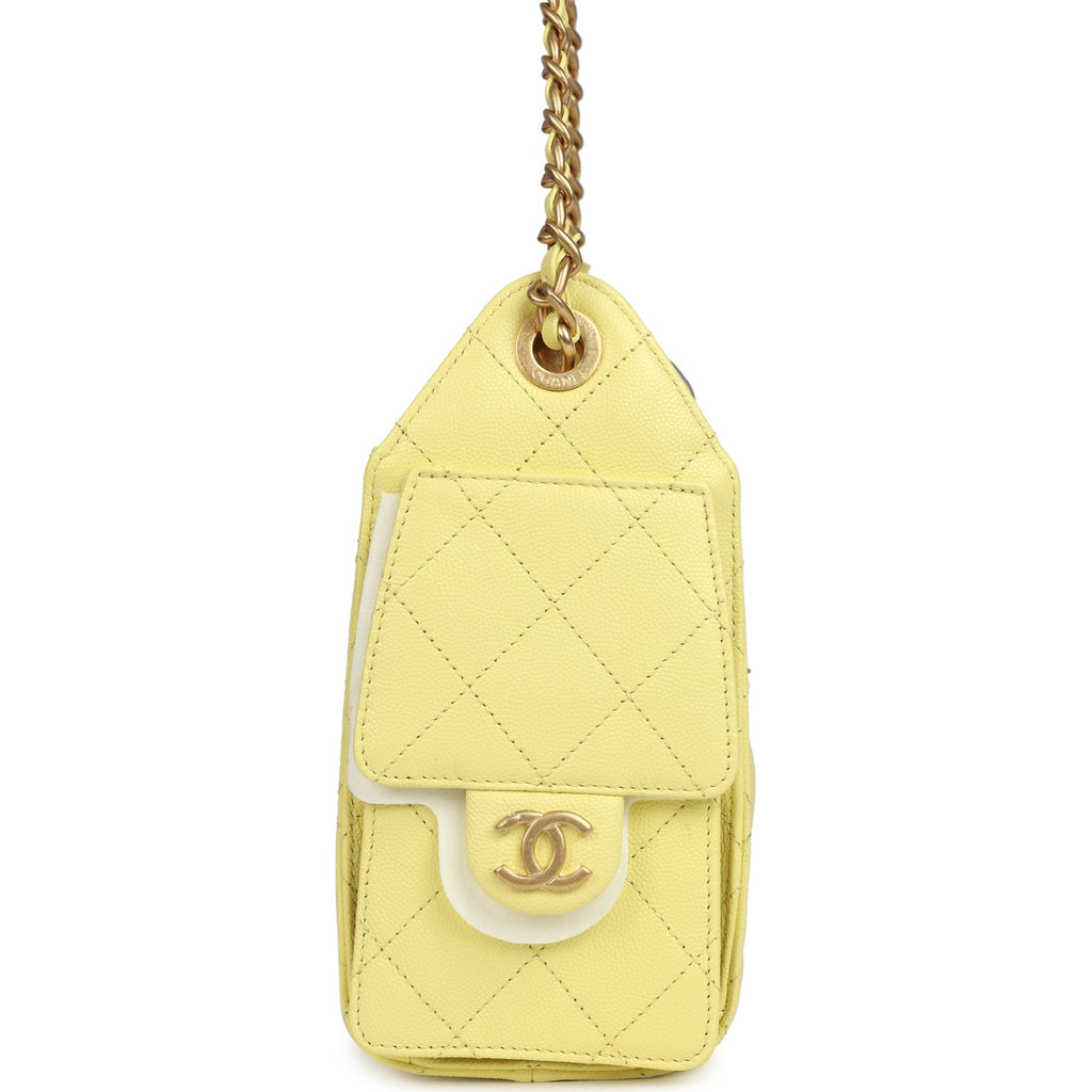 Chanel Mini 25 Hobo Bag Light Yellow Caviar Antique Gold Hardware