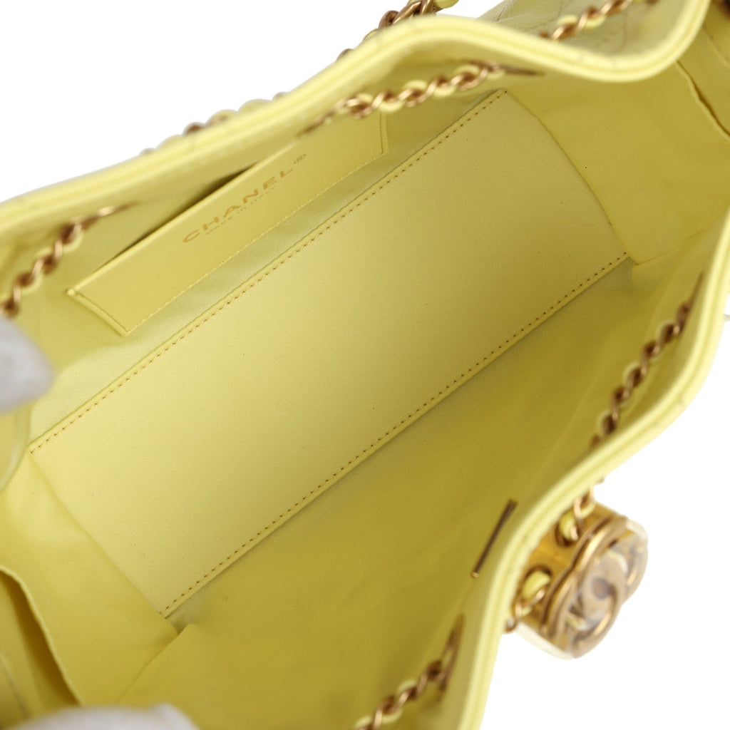 Chanel Mini 25 Hobo Bag Light Yellow Caviar Antique Gold Hardware