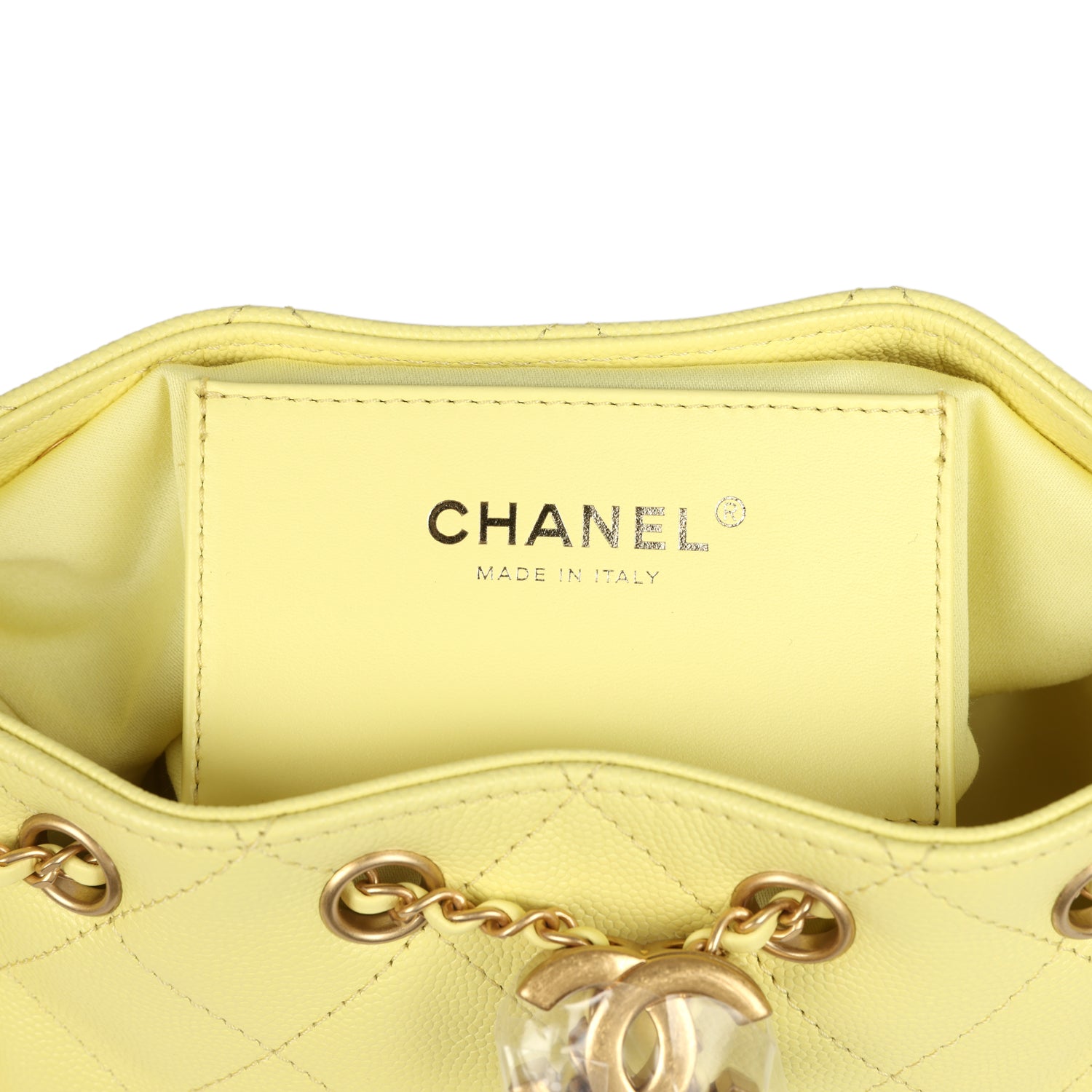 Chanel Mini 25 Hobo Bag Light Yellow Caviar Antique Gold Hardware