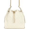 Chanel Medium 25 Hobo Bag White Caviar Antique Gold Hardware