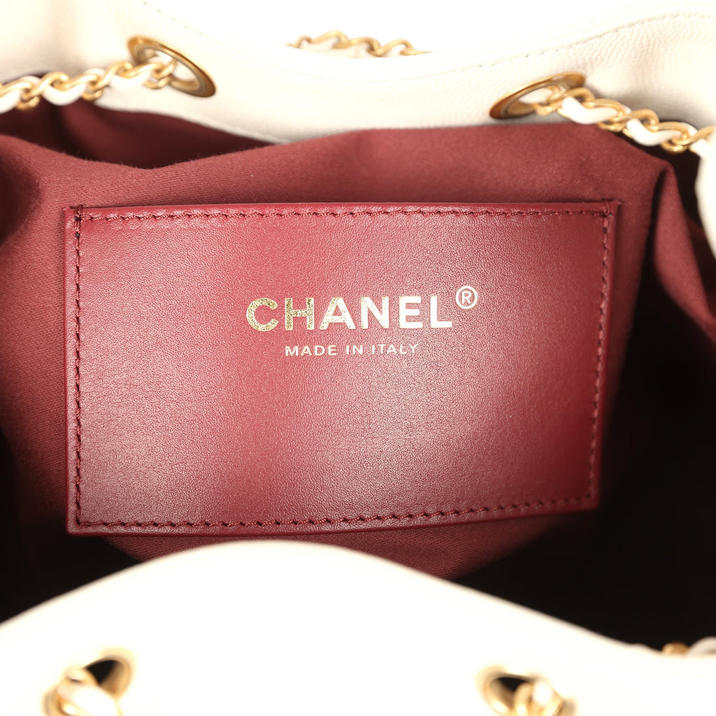 Chanel Medium 25 Hobo Bag White Caviar Antique Gold Hardware