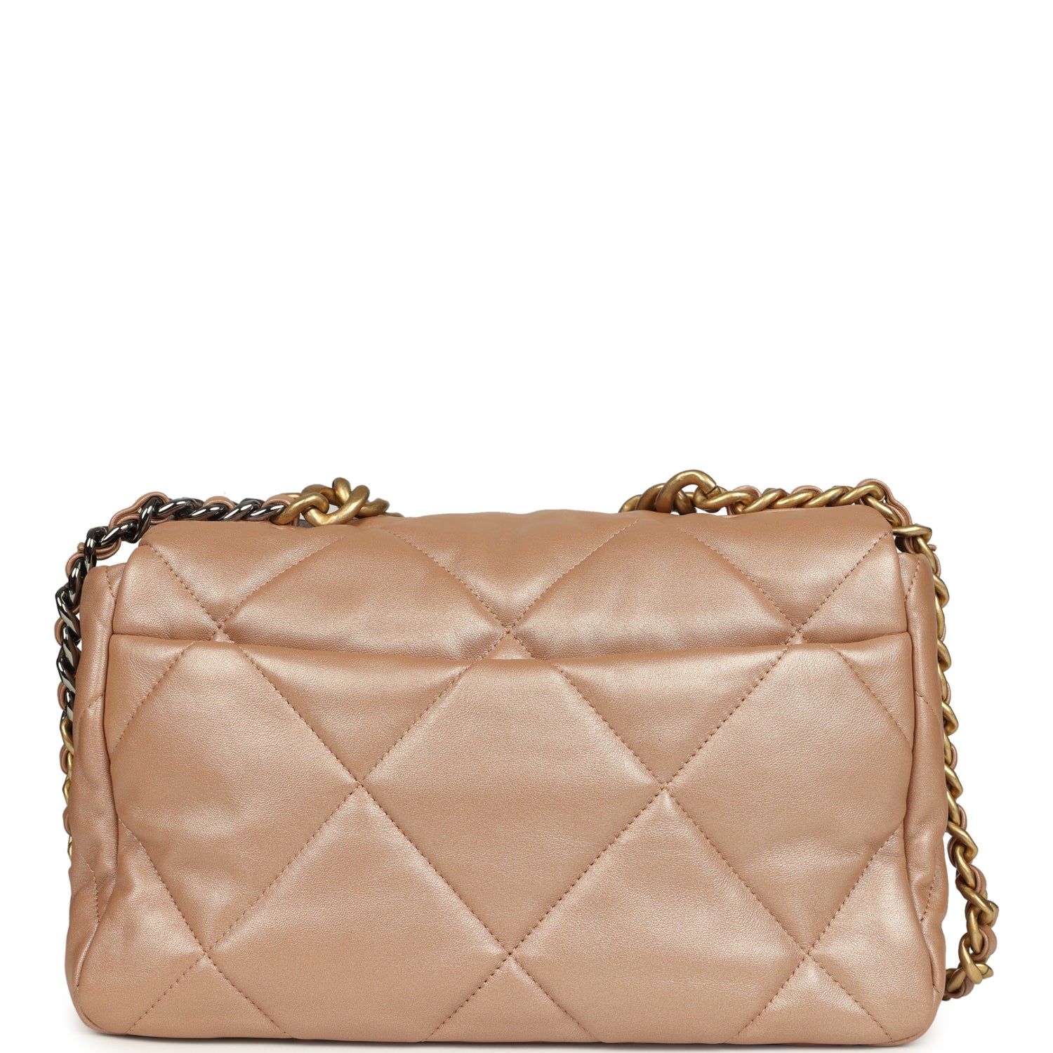 Chanel Large 19 Flap Bag Beige Iridescent Lambskin Mixed Metal Hardware
