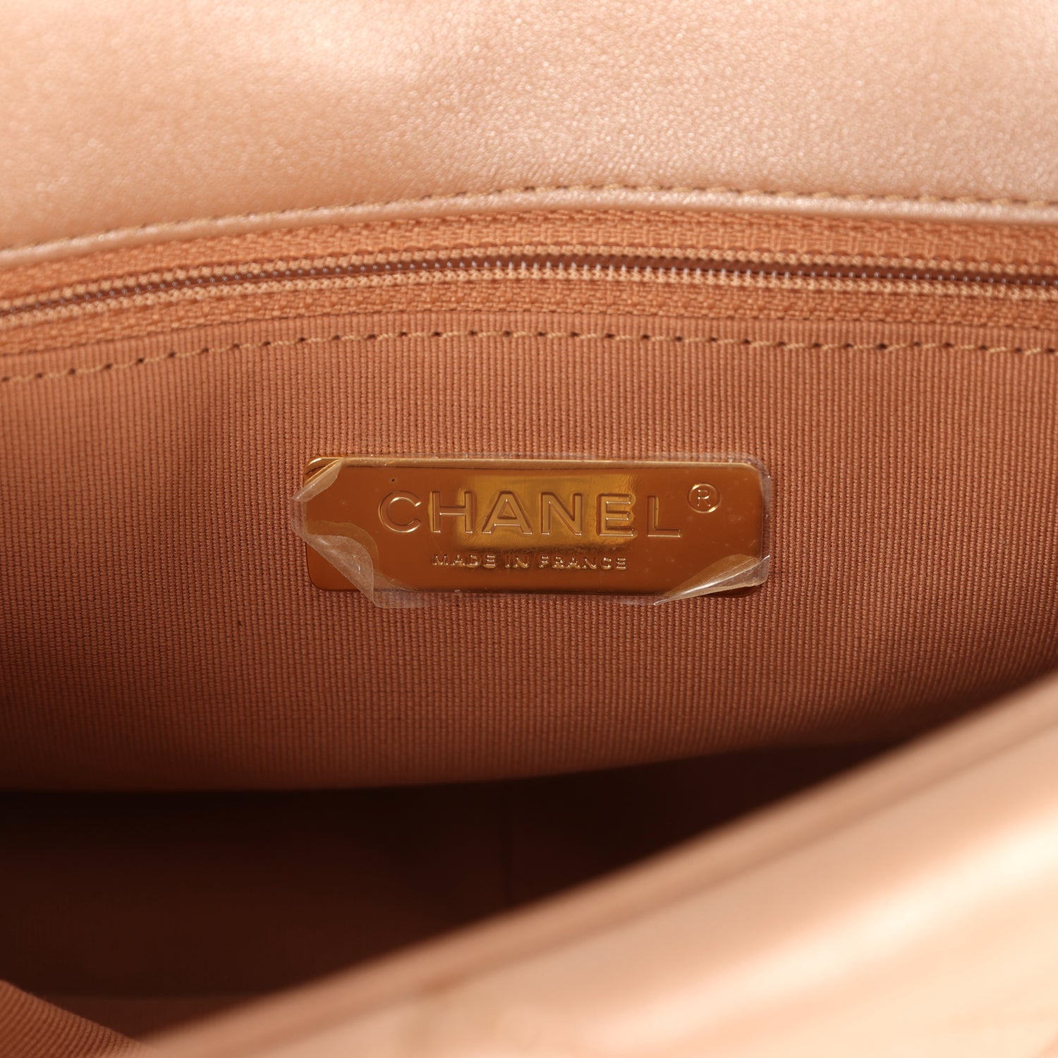 Chanel Large 19 Flap Bag Beige Iridescent Lambskin Mixed Metal Hardware
