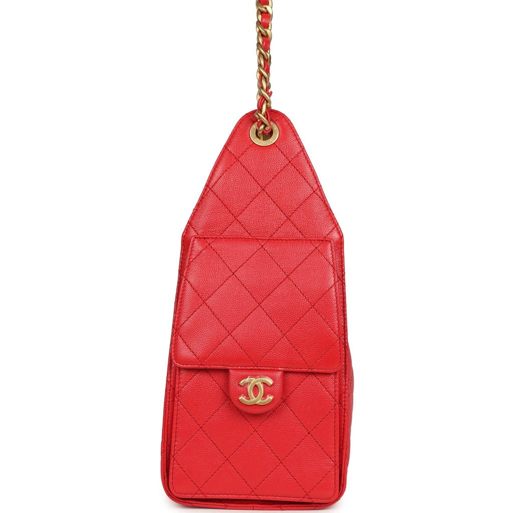 Chanel Small 25 Hobo Bag Dark Red Caviar Antique Gold Hardware