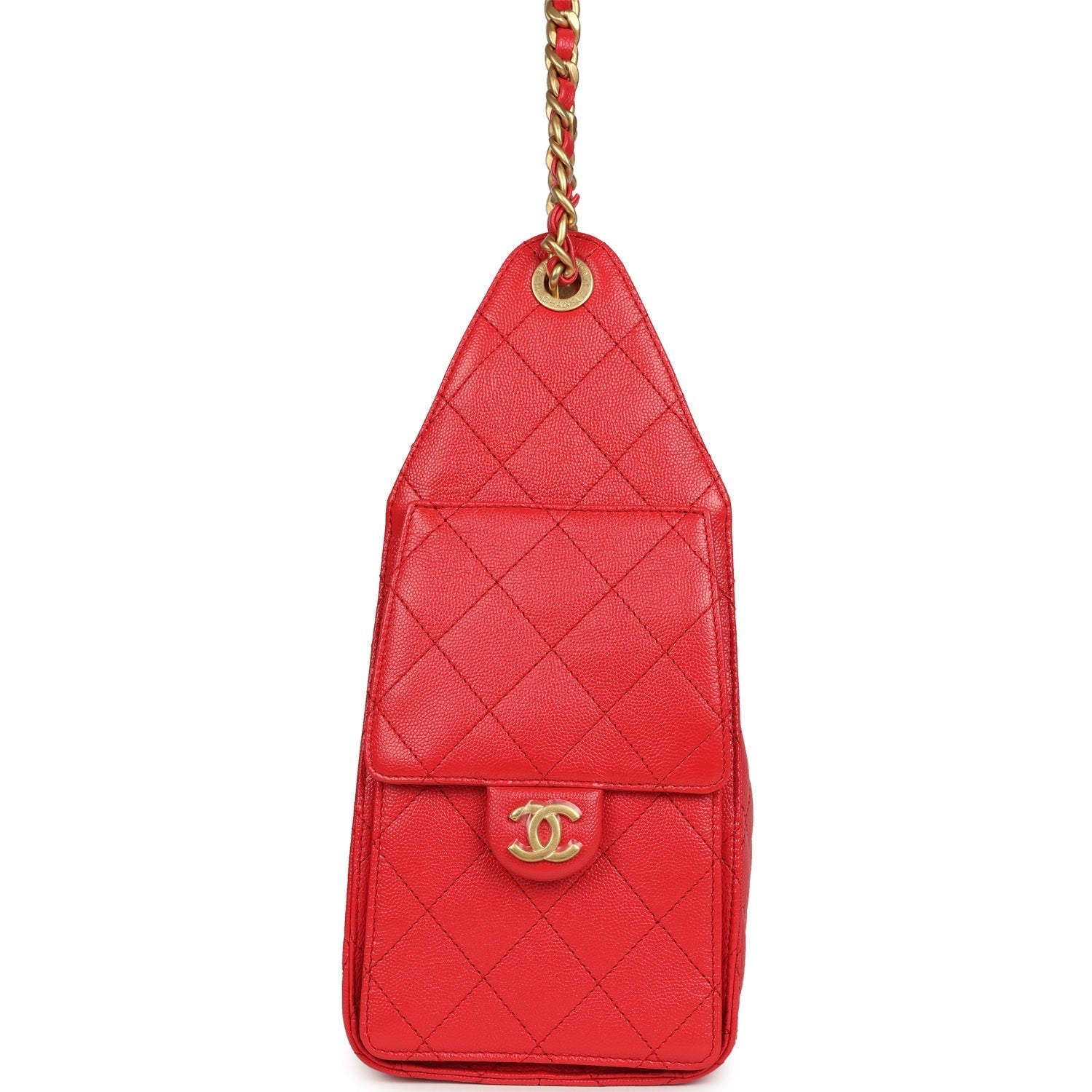 Chanel Small 25 Hobo Bag Dark Red Caviar Antique Gold Hardware