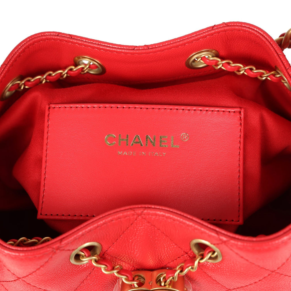 Chanel Small 25 Hobo Bag Dark Red Caviar Antique Gold Hardware