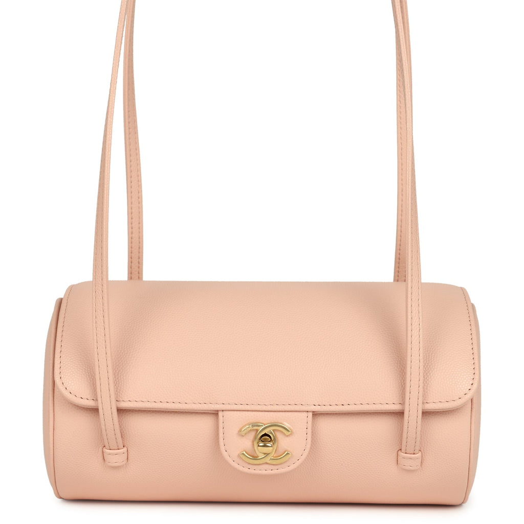 Chanel Preppy Coco Bowling Bag Light Pink Shiny Caviar Brushed Gold Hardware