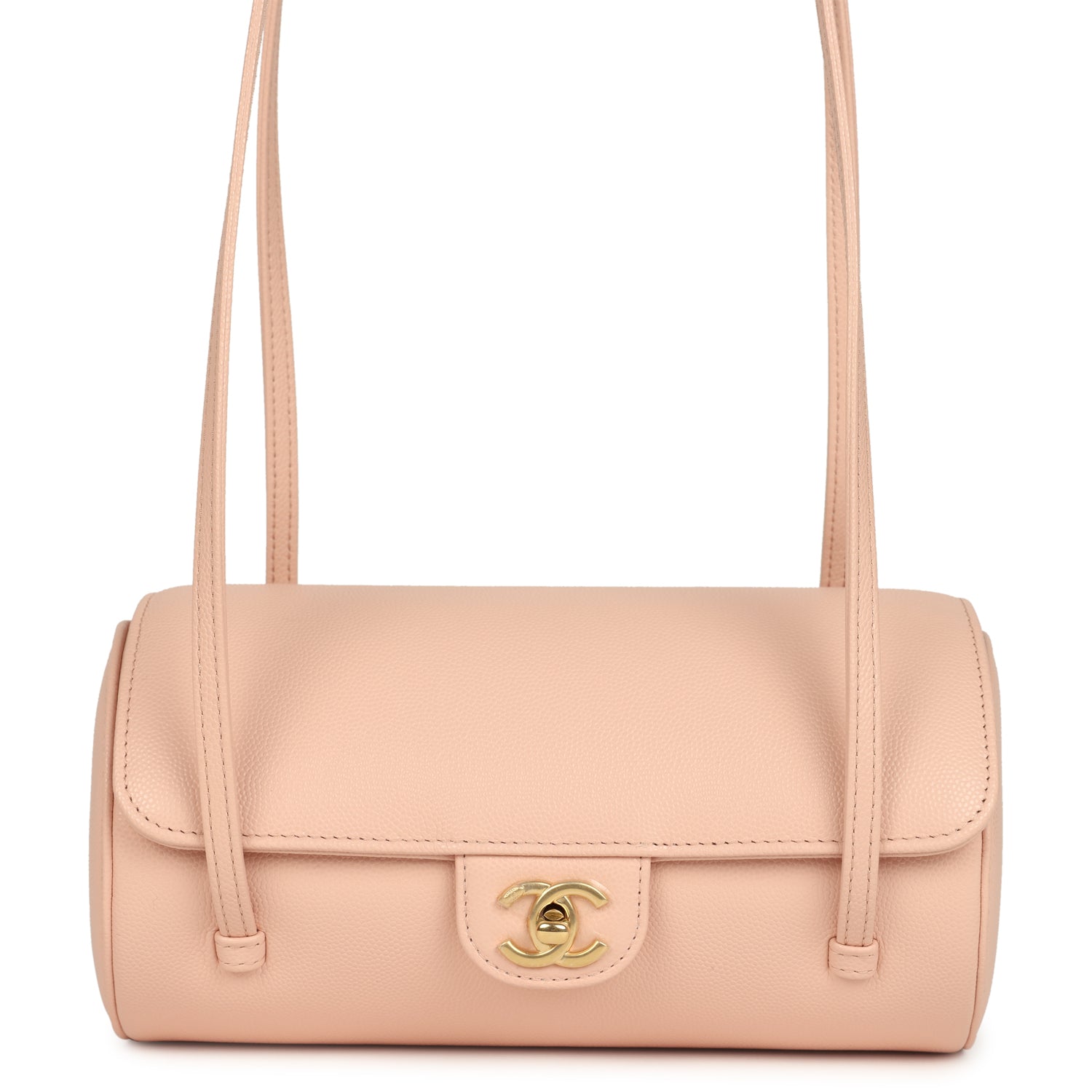 Chanel Preppy Coco Bowling Bag Light Pink Shiny Caviar Brushed Gold Hardware