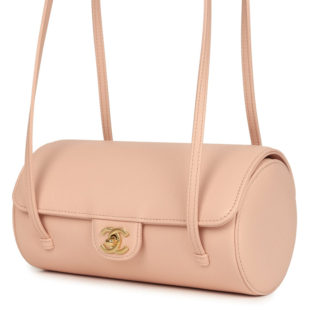 Chanel Preppy Coco Bowling Bag Light Pink Shiny Caviar Brushed Gold Hardware