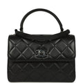 Chanel Medium Trendy CC Top Handle Flap So Bag Black Lambskin Black Hardware