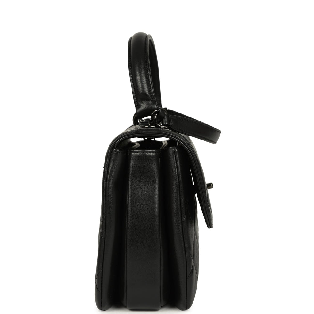 Chanel Medium Trendy CC Top Handle Flap So Bag Black Lambskin Black Hardware