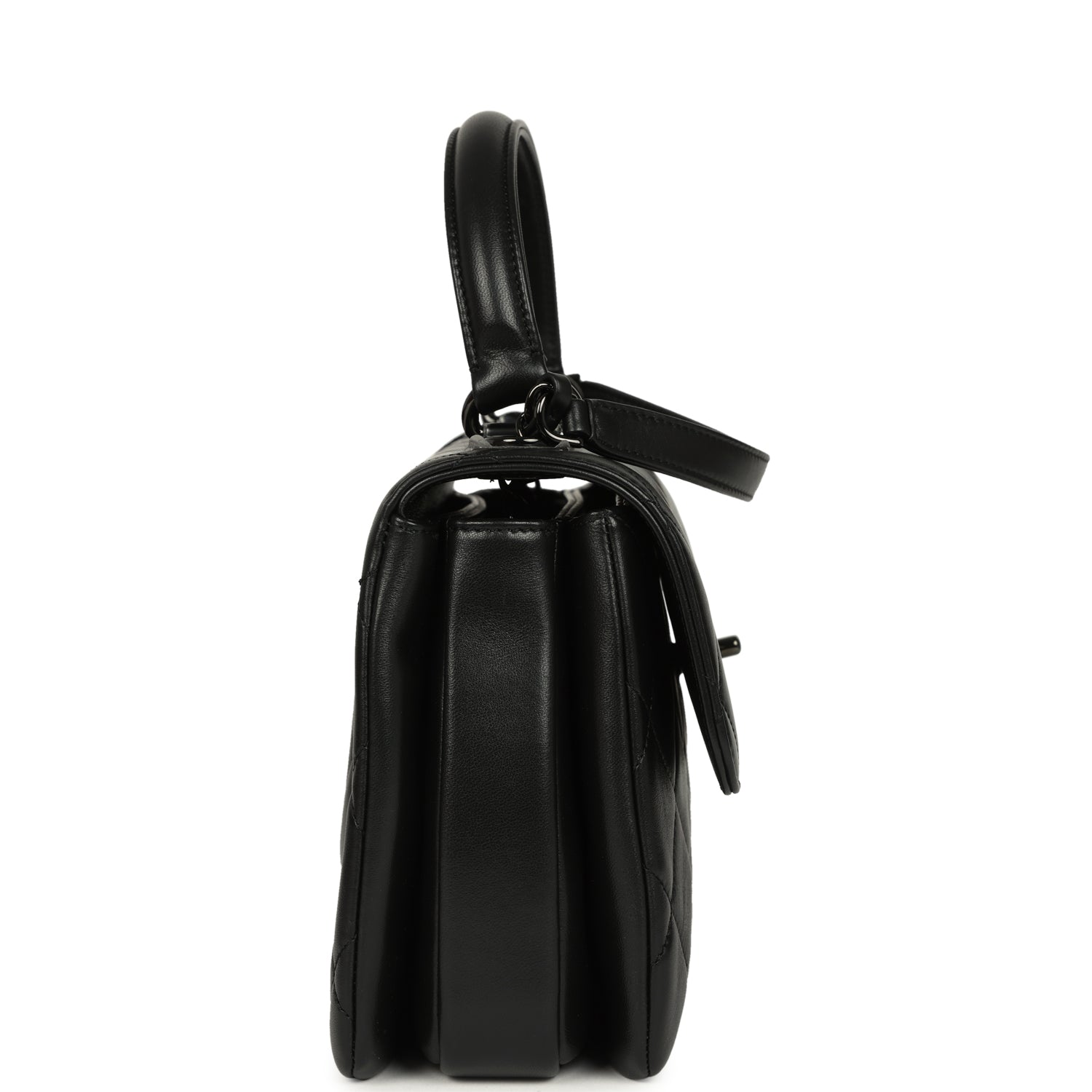 Chanel Medium Trendy CC Top Handle Flap So Bag Black Lambskin Black Hardware