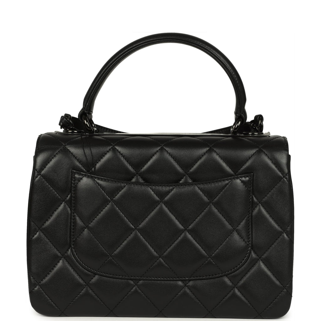 Chanel Medium Trendy CC Top Handle Flap So Bag Black Lambskin Black Hardware