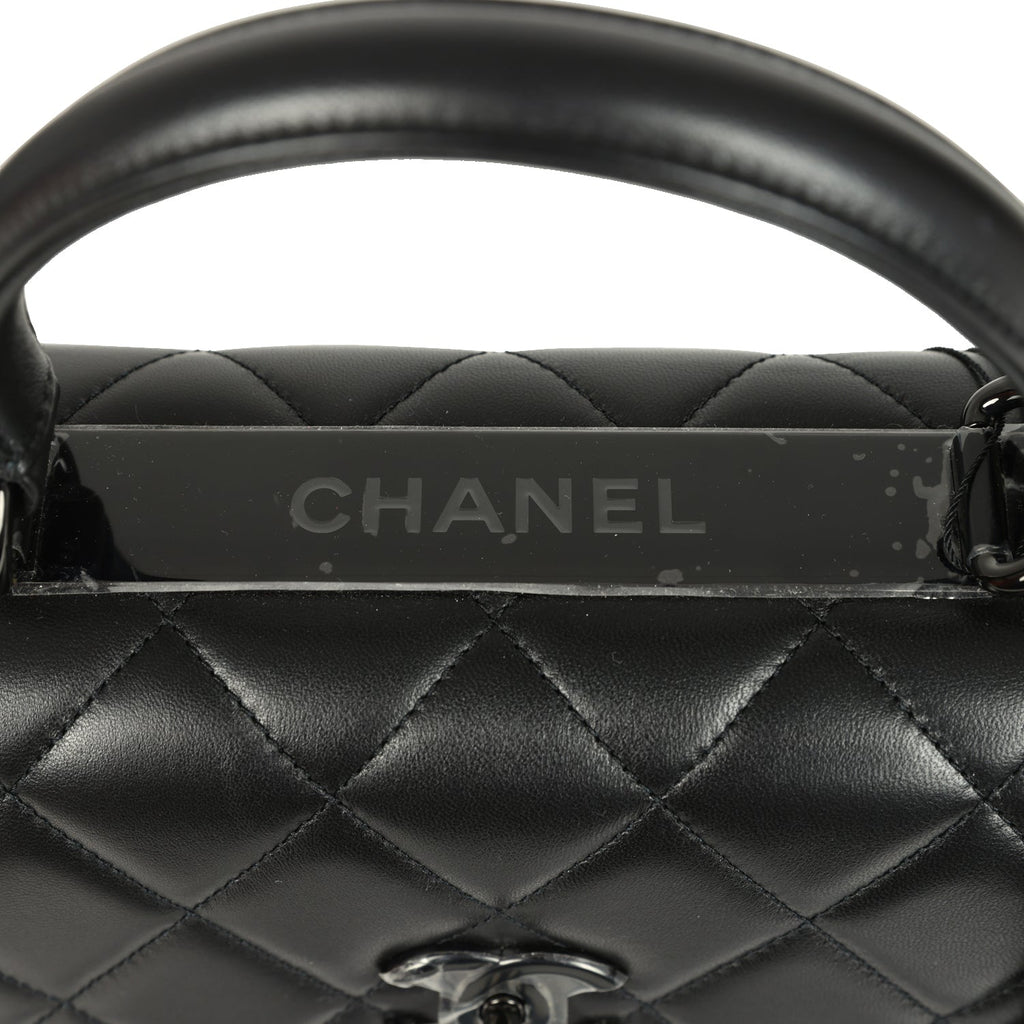 Chanel Medium Trendy CC Top Handle Flap So Bag Black Lambskin Black Hardware