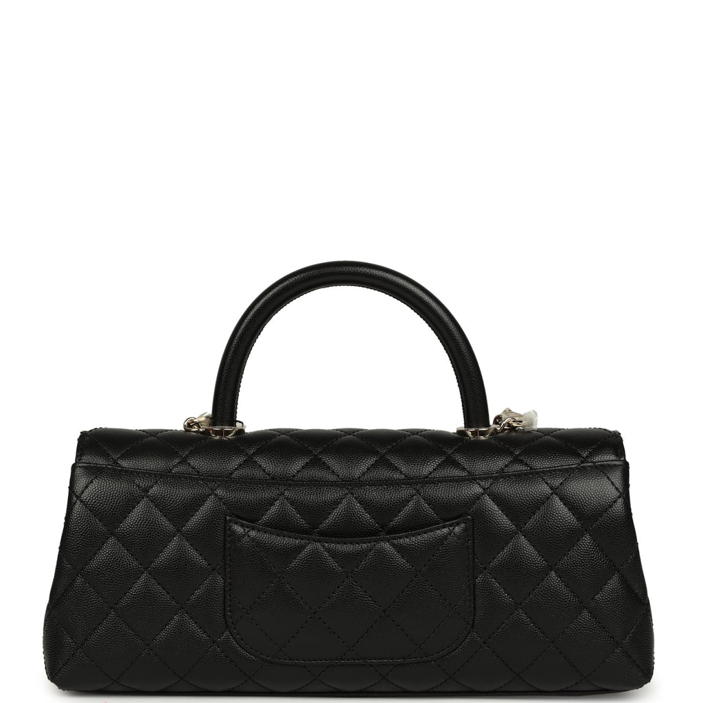 Chanel Maxi Coco Handle Long Flap Bag Black Shiny Caviar Light Gold Hardware