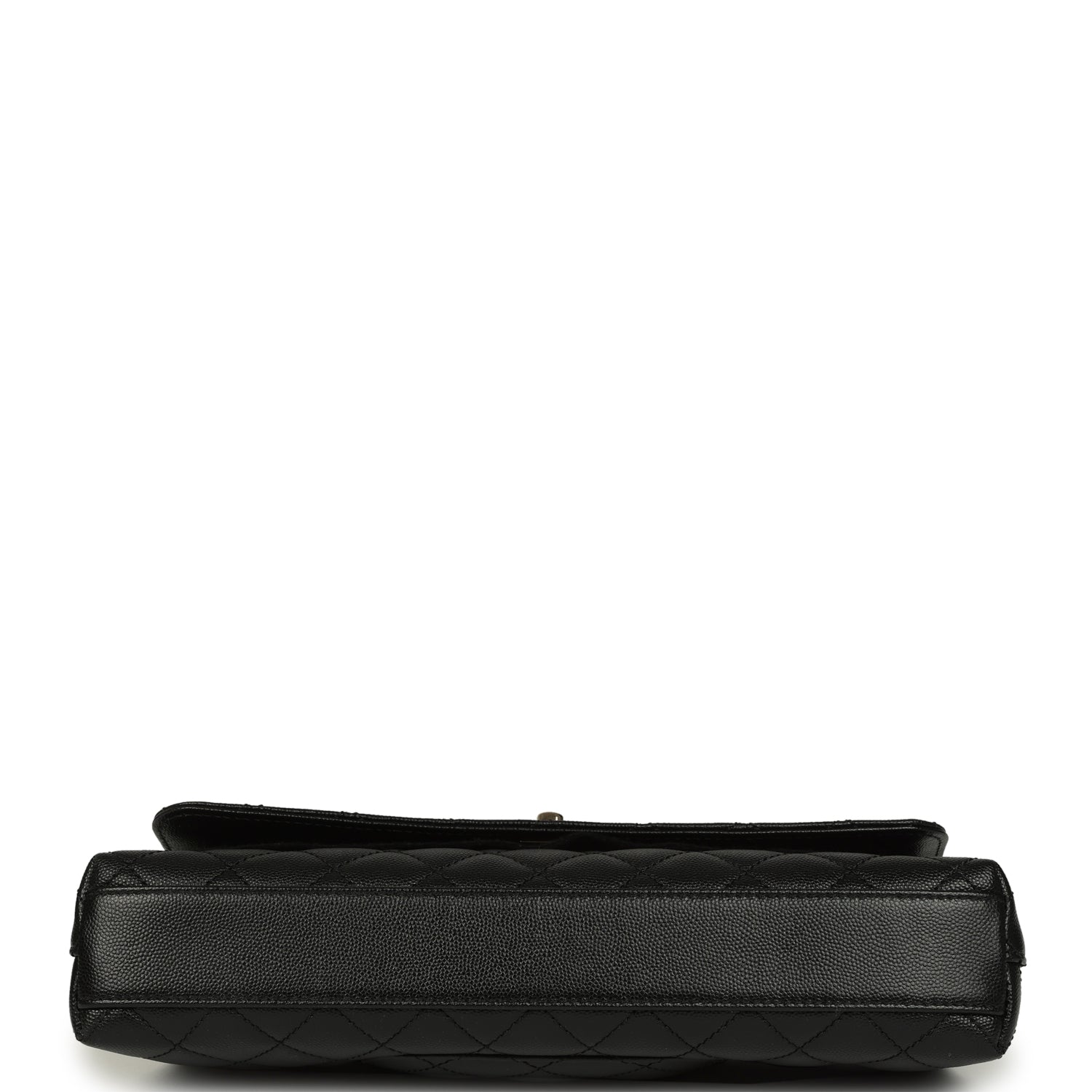 Chanel Maxi Coco Handle Long Flap Bag Black Shiny Caviar Light Gold Hardware
