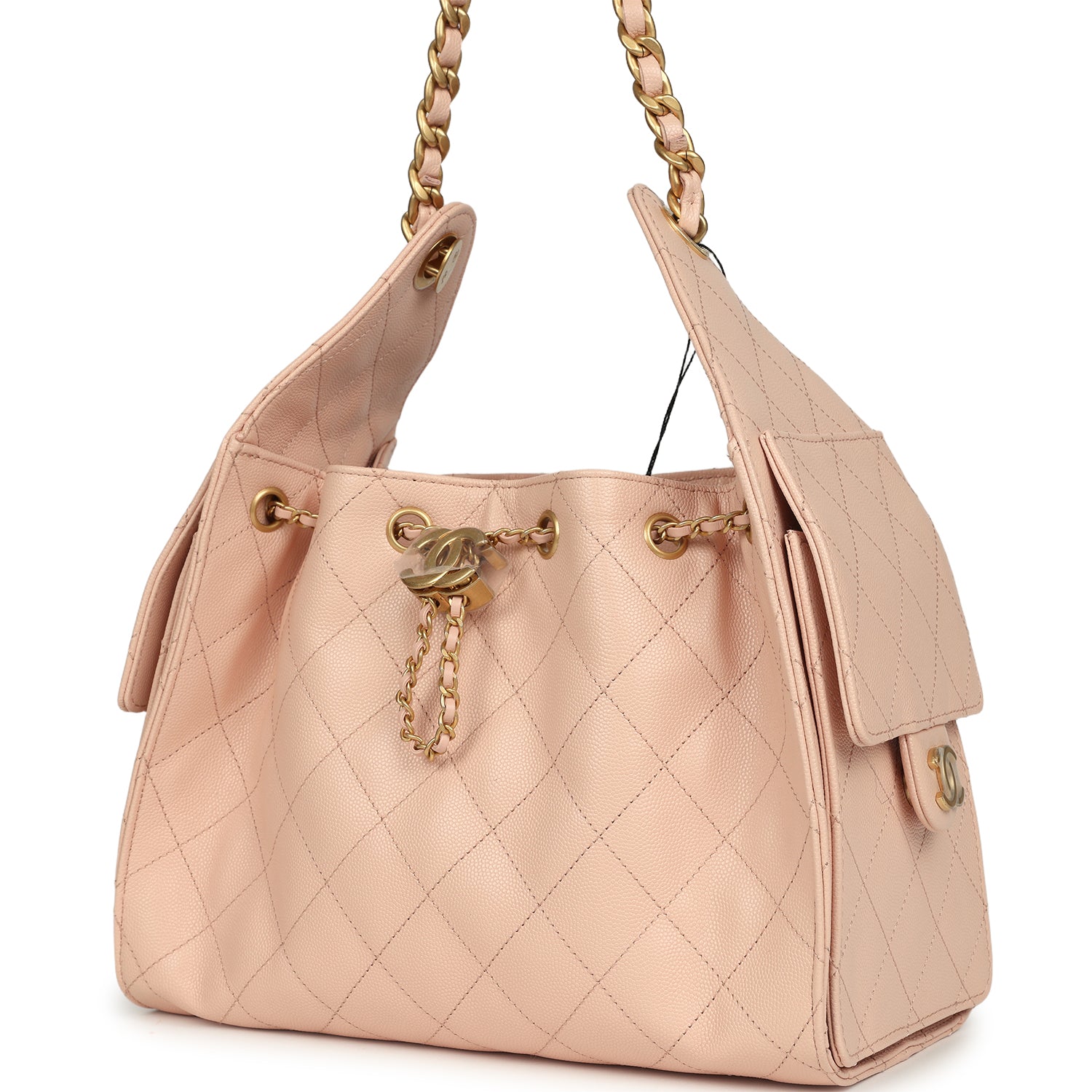 Chanel Small 25 Hobo Bag Light Pink Caviar Antique Gold Hardware