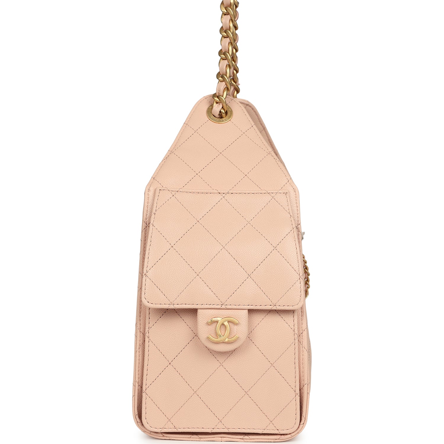 Chanel Small 25 Hobo Bag Light Pink Caviar Antique Gold Hardware