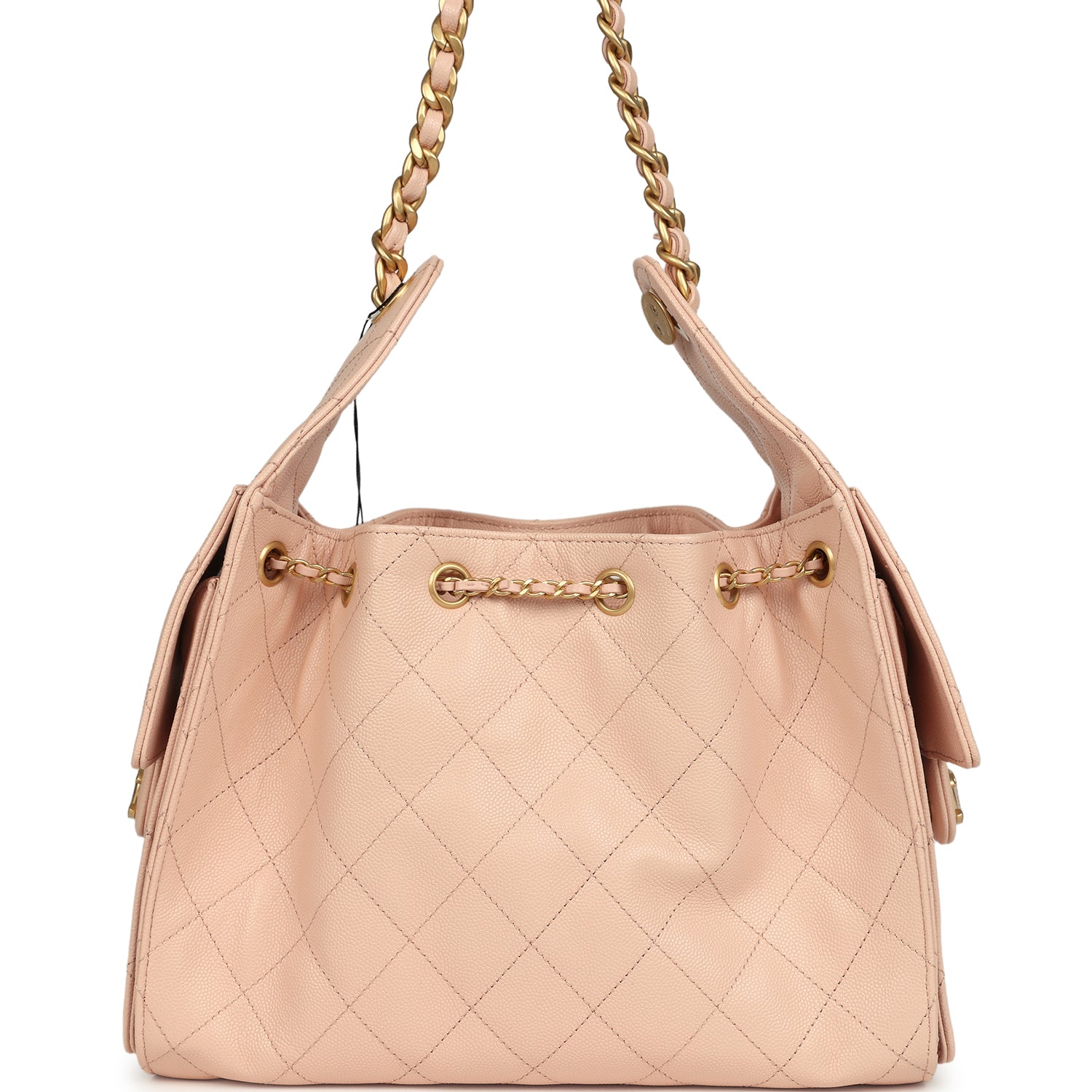 Chanel Small 25 Hobo Bag Light Pink Caviar Antique Gold Hardware