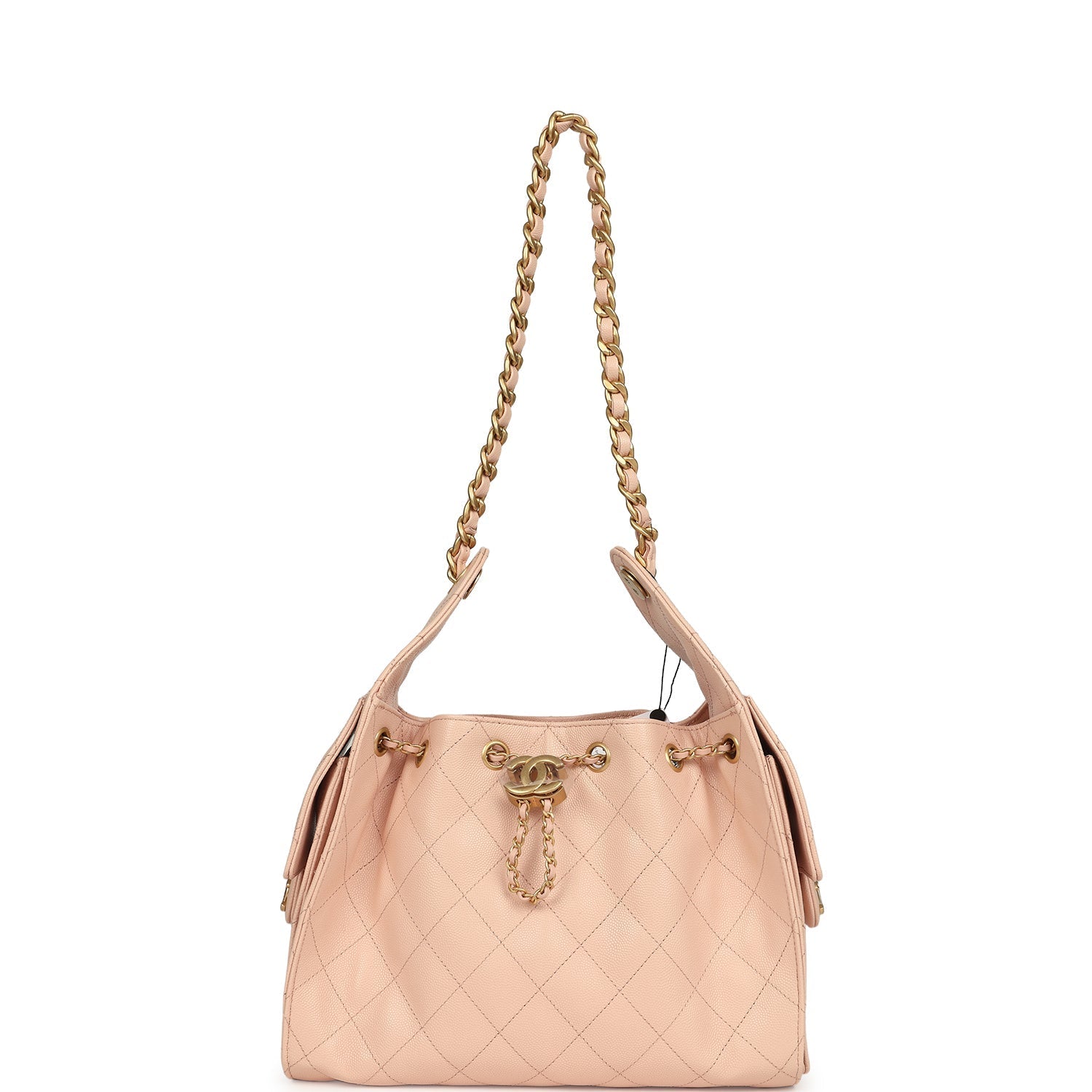Chanel Small 25 Hobo Bag Light Pink Caviar Antique Gold Hardware