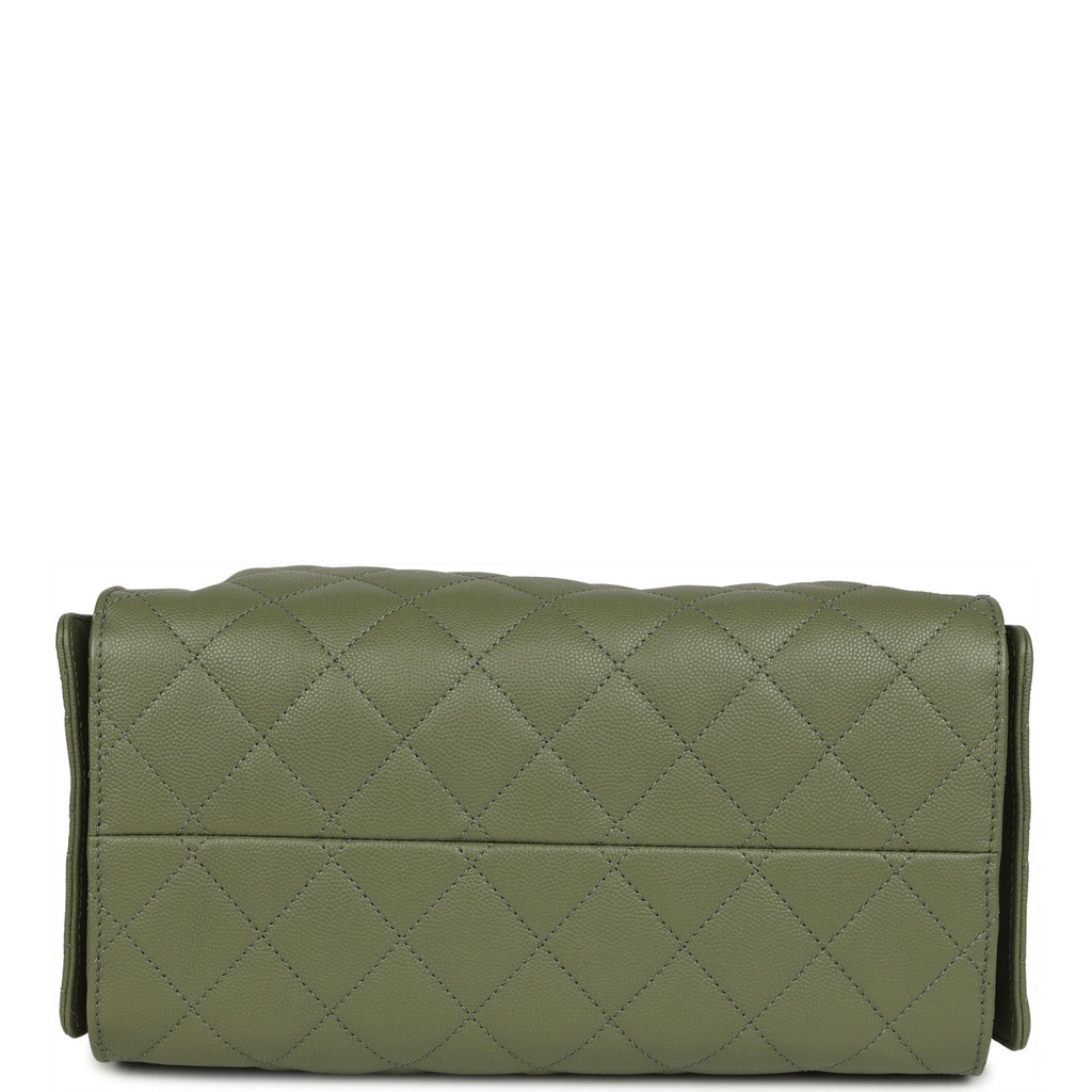 Chanel Small 25 Hobo Bag Green Caviar Antique Gold Hardware