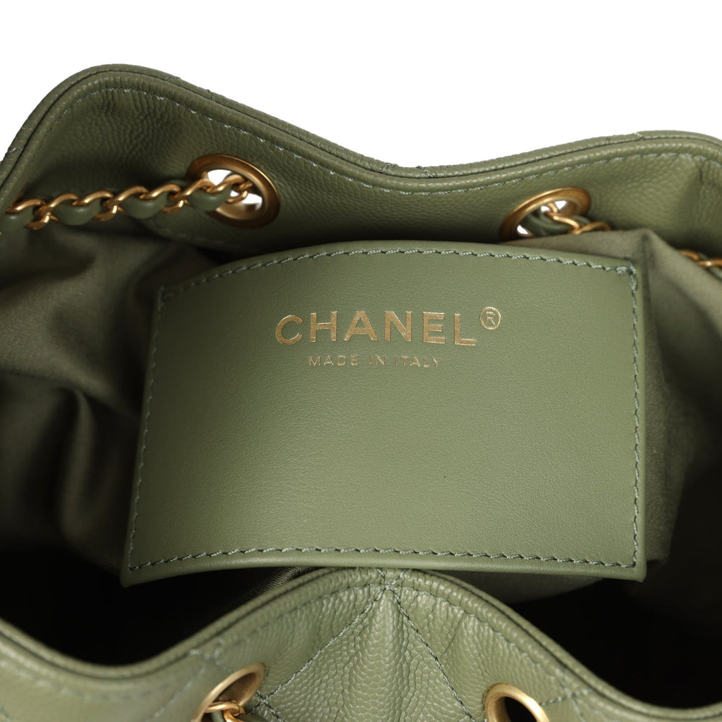 Chanel Small 25 Hobo Bag Green Caviar Antique Gold Hardware