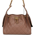 Chanel Small 25 Hobo Bag Brown Caviar Antique Gold Hardware