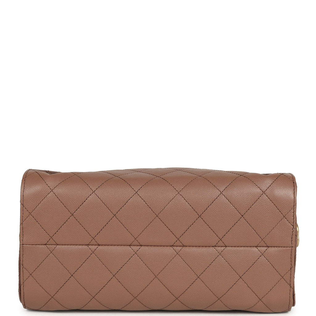 Chanel Small 25 Hobo Bag Brown Caviar Antique Gold Hardware