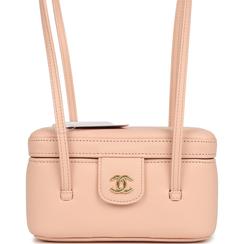Chanel Preppy Coco Long Vanity with Straps Light Pink Shiny Caviar Brushed Gold Hardware