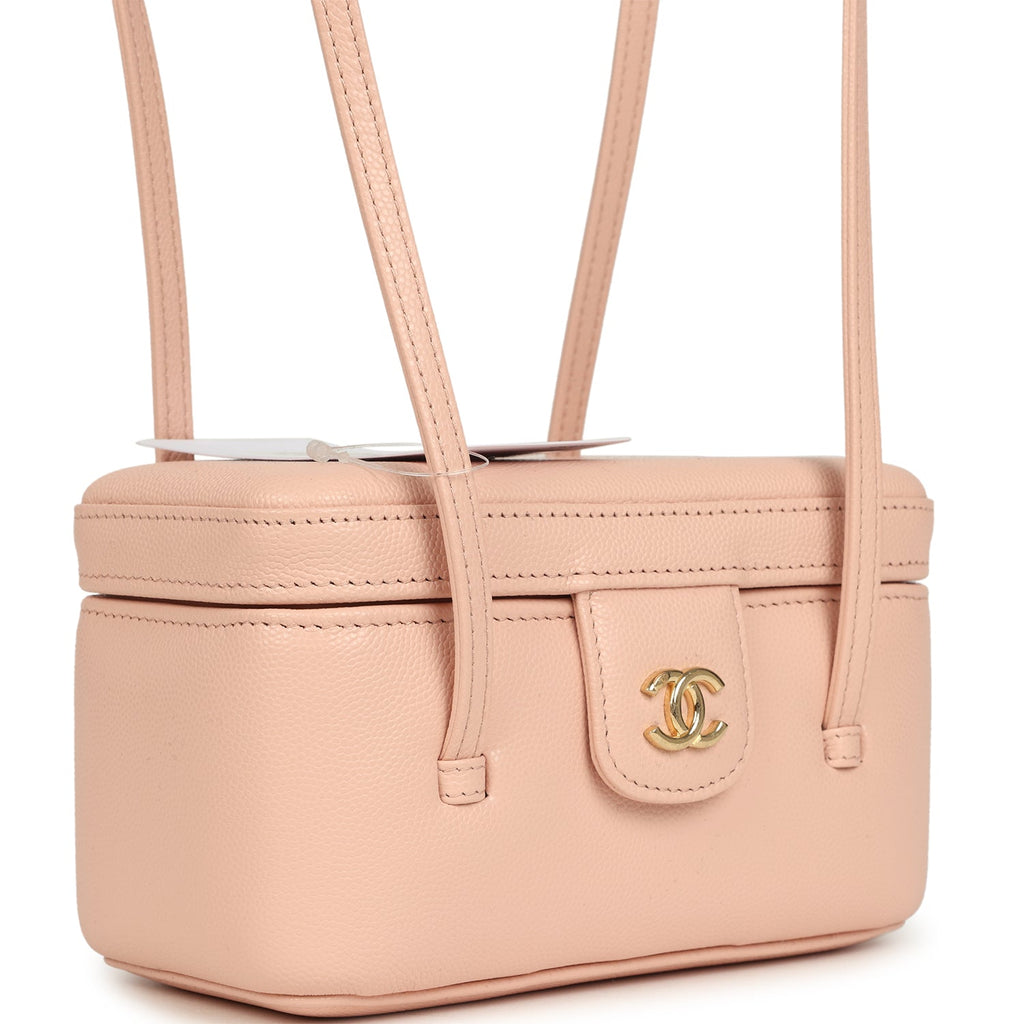Chanel Preppy Coco Long Vanity with Straps Light Pink Shiny Caviar Brushed Gold Hardware