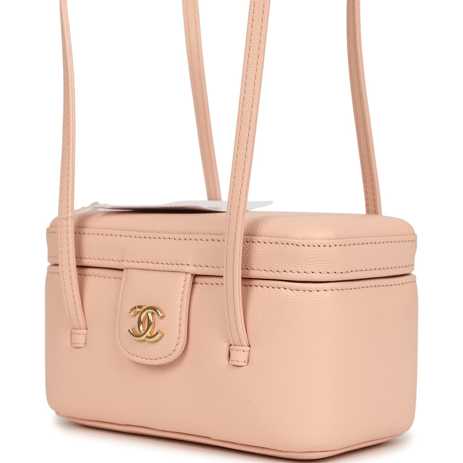 Chanel Preppy Coco Long Vanity with Straps Light Pink Shiny Caviar Brushed Gold Hardware