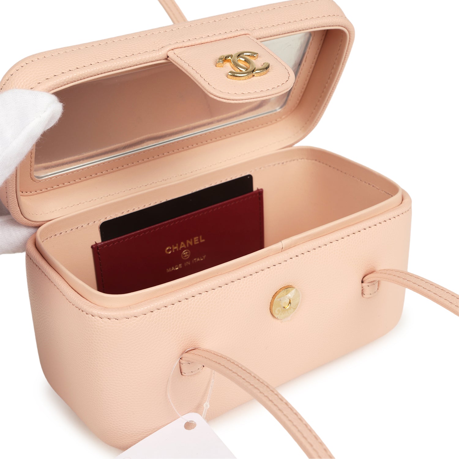 Chanel Preppy Coco Long Vanity with Straps Light Pink Shiny Caviar Brushed Gold Hardware