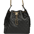 Chanel Medium 25 Hobo Bag Black Caviar Antique Gold Hardware