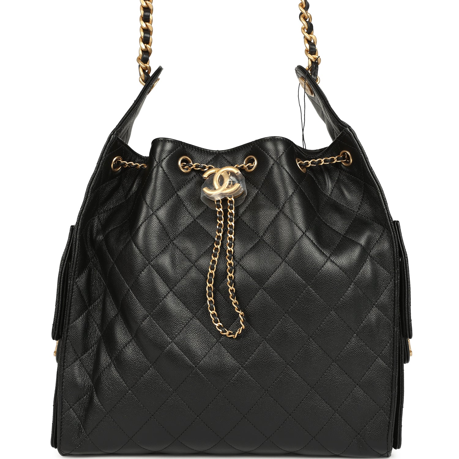 Chanel Medium 25 Hobo Bag Black Caviar Antique Gold Hardware