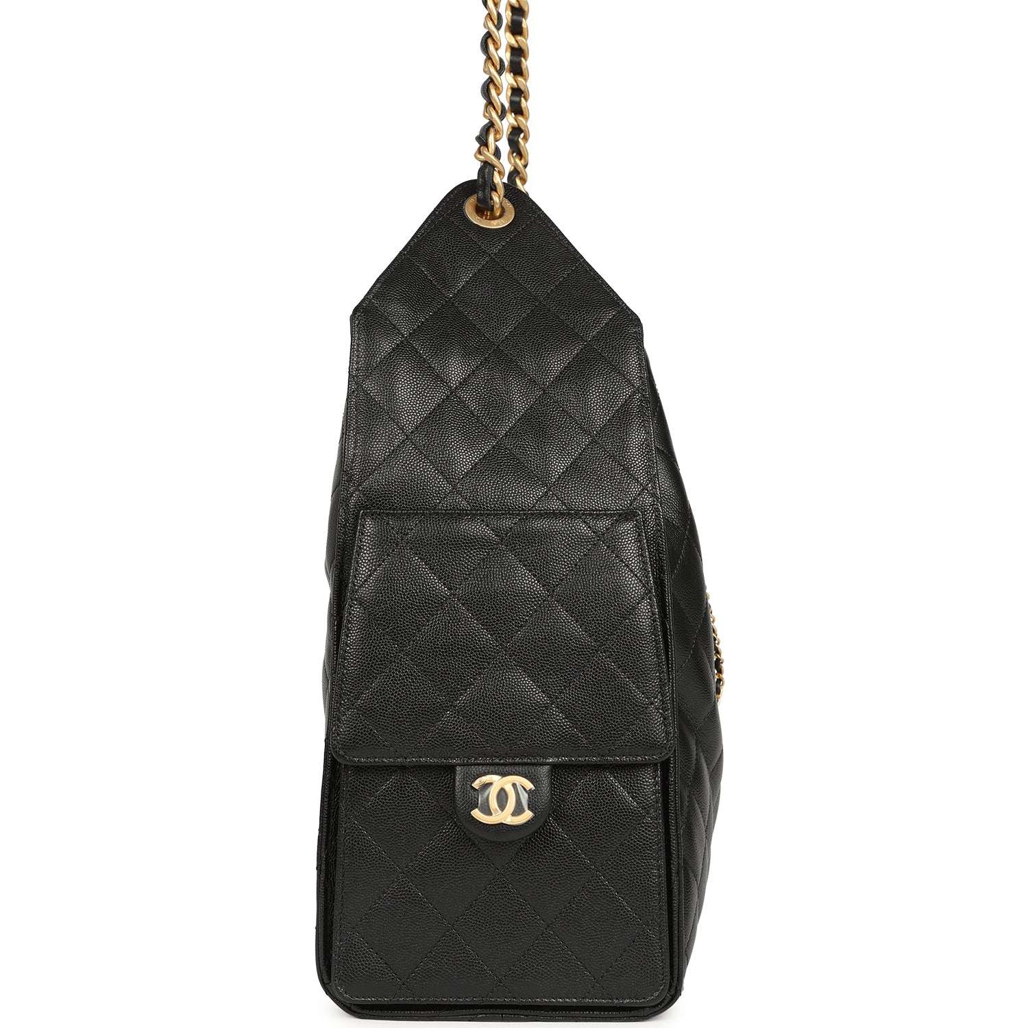 Chanel Medium 25 Hobo Bag Black Caviar Antique Gold Hardware