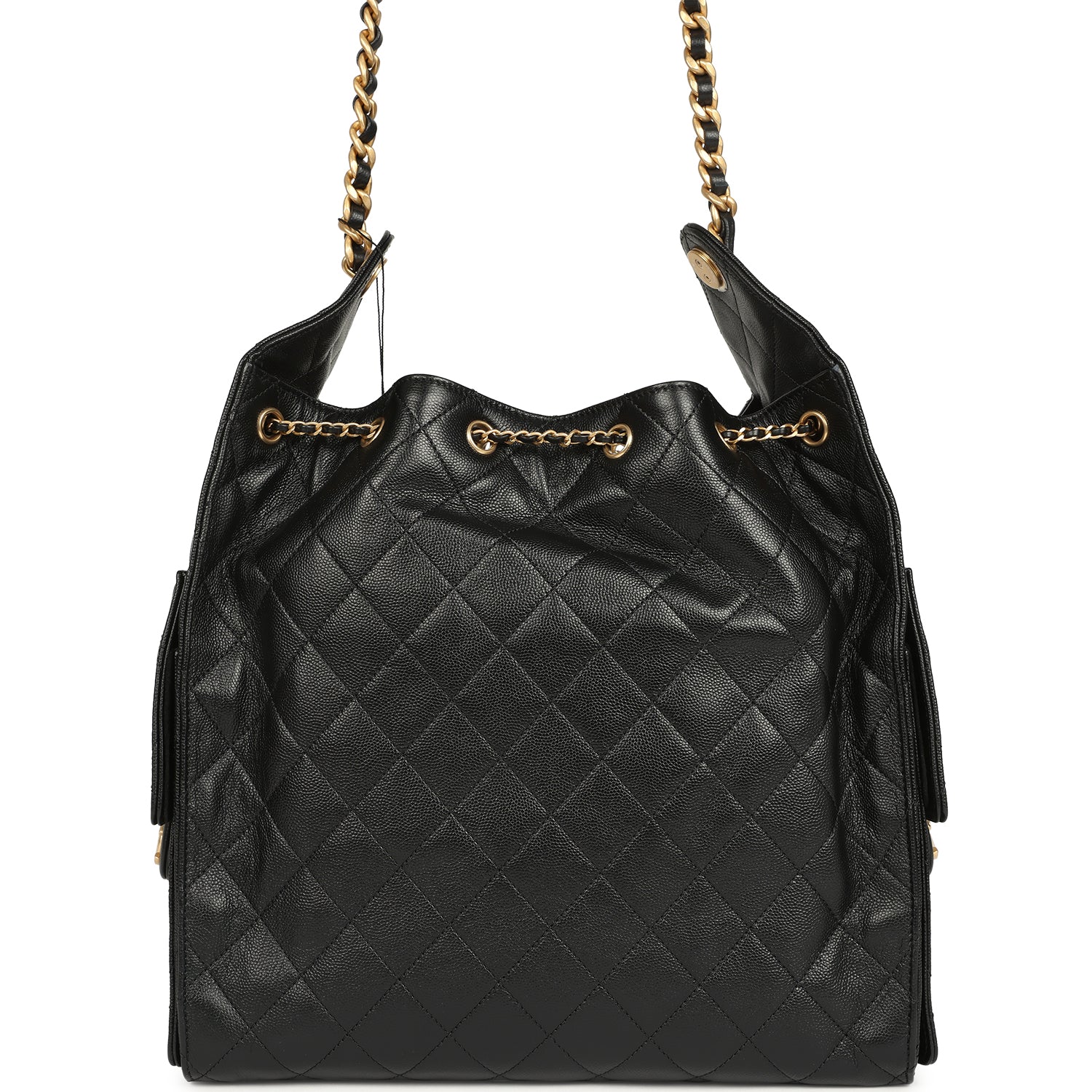 Chanel Medium 25 Hobo Bag Black Caviar Antique Gold Hardware