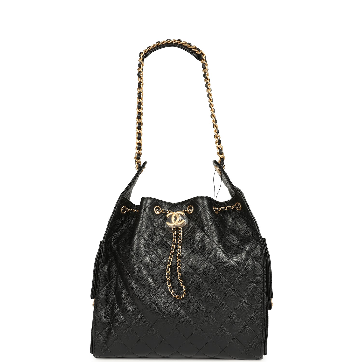 Chanel Medium 25 Hobo Bag Black Caviar Antique Gold Hardware