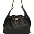 Chanel Small 25 Hobo Bag Black Caviar Antique Gold Hardware