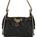Chanel Mini 25 Hobo Bag Black Raffia and White Calfskin Antique Gold Hardware