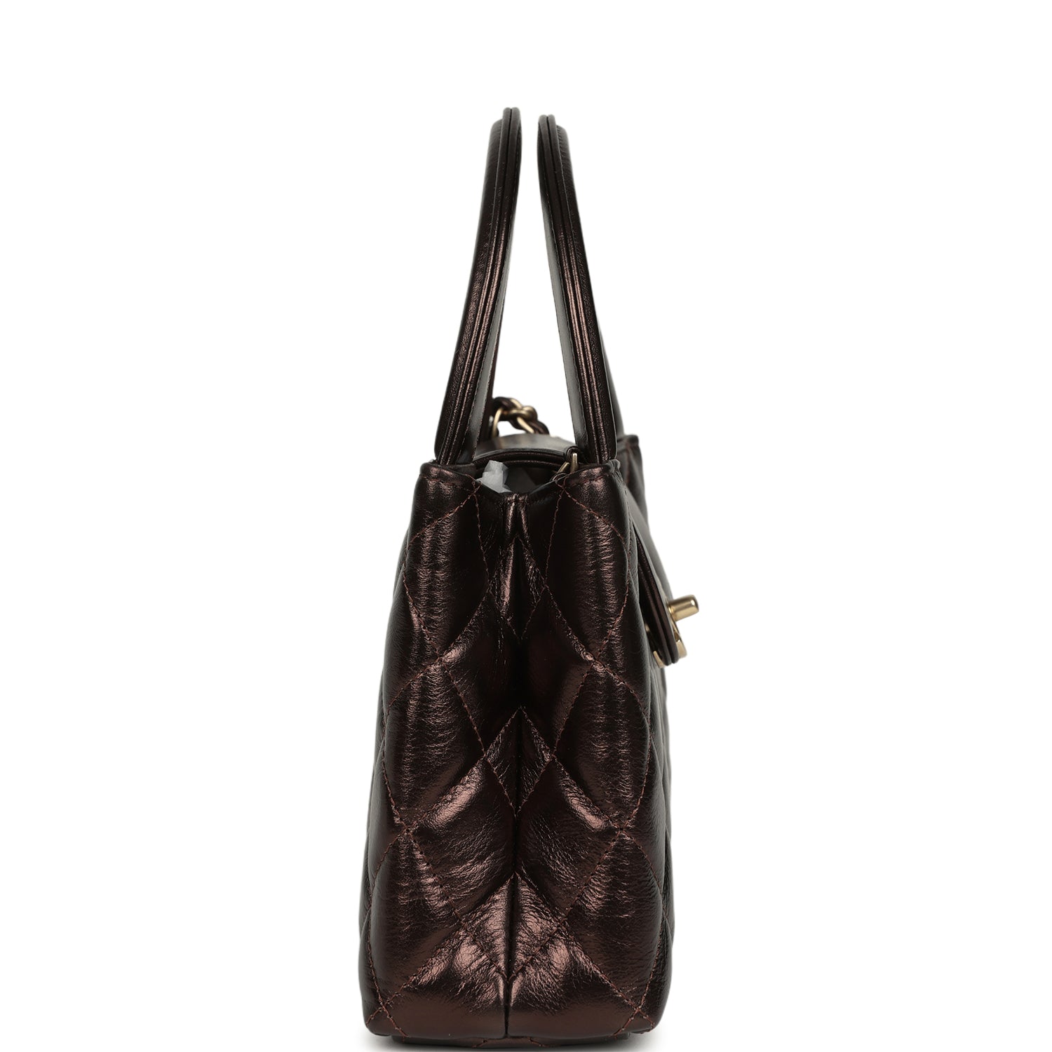 Chanel Small Kelly Shopper Metallic Dark Bronze Calfskin Brushed Light Gold Hardware