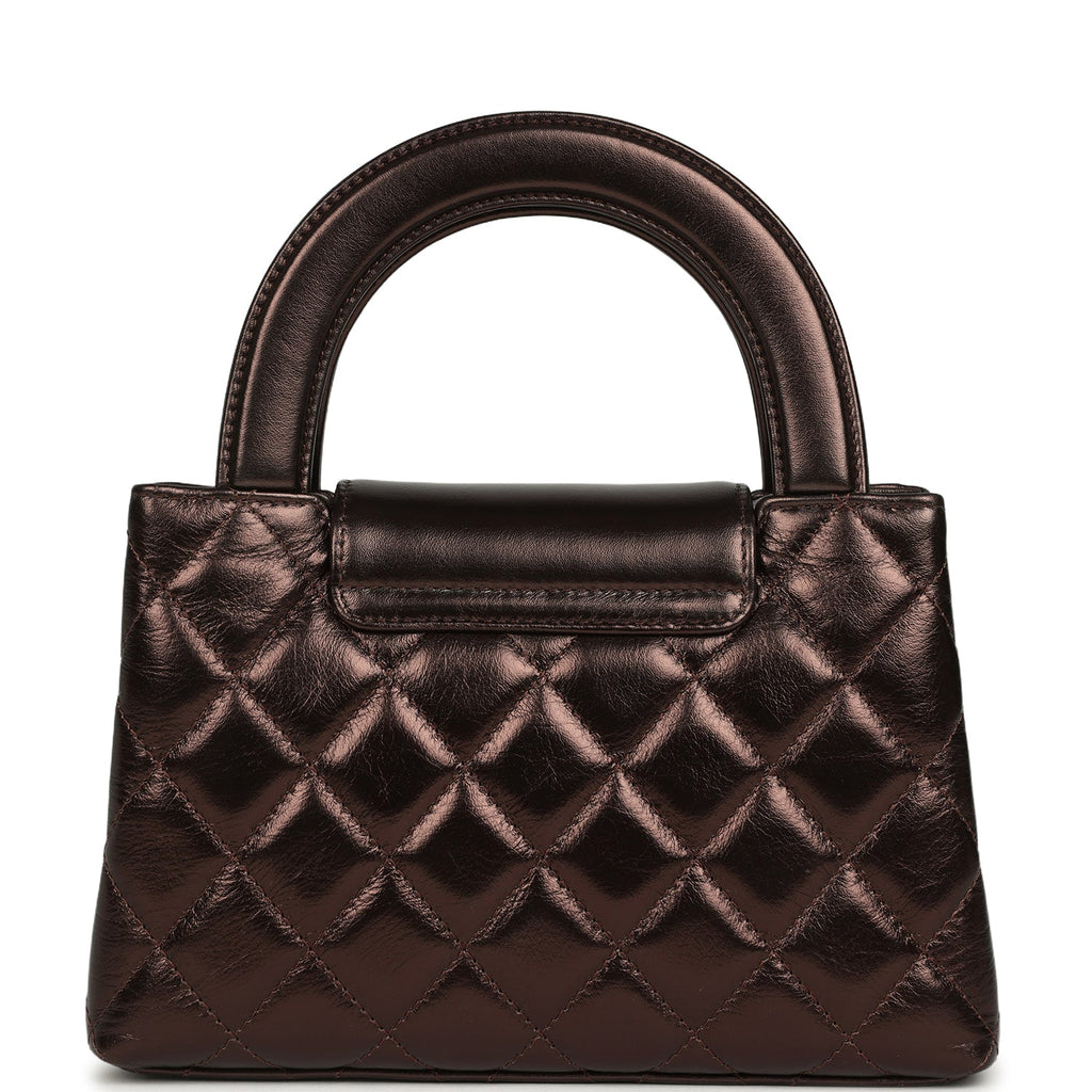 Chanel Small Kelly Shopper Metallic Dark Bronze Calfskin Brushed Light Gold Hardware