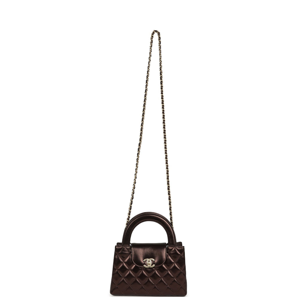 Chanel Small Kelly Shopper Metallic Dark Bronze Calfskin Brushed Light Gold Hardware