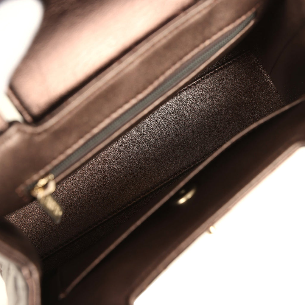 Chanel Small Kelly Shopper Metallic Dark Bronze Calfskin Brushed Light Gold Hardware