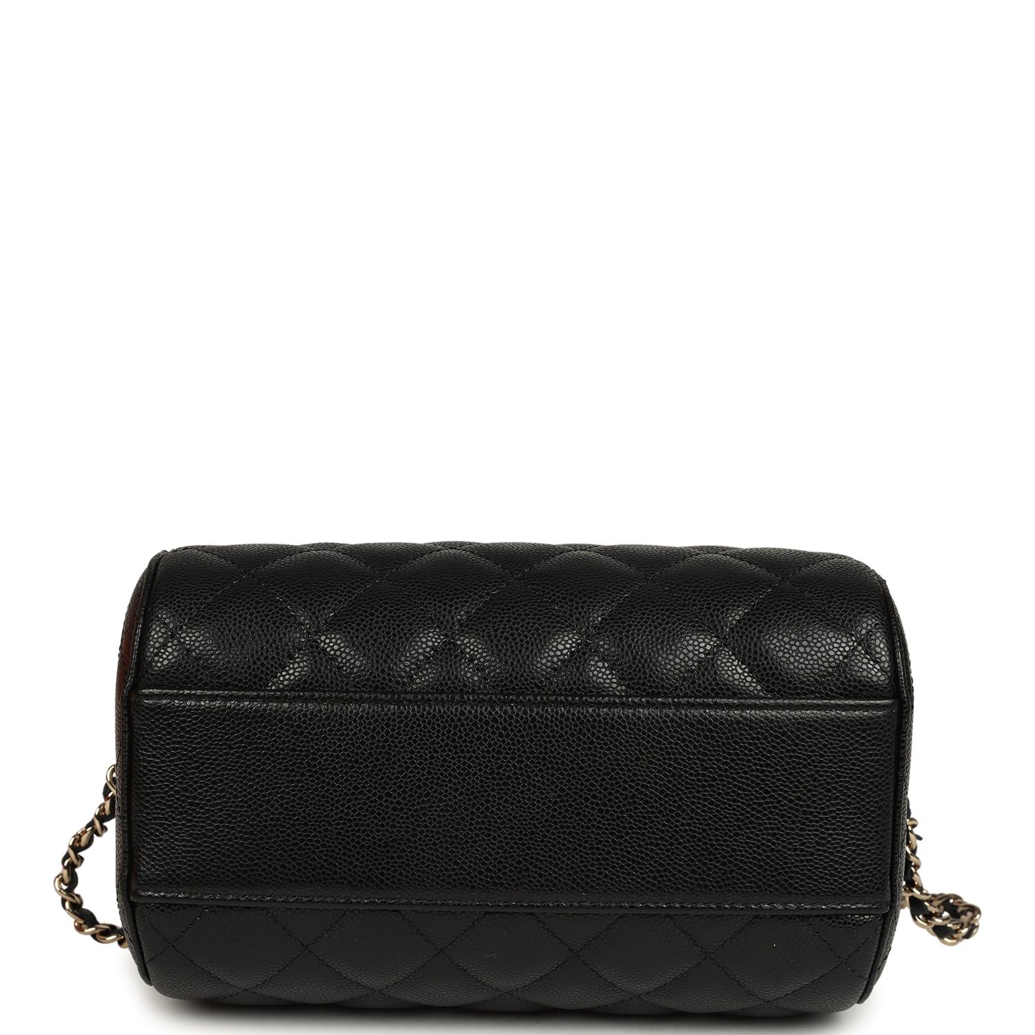 Chanel Mini Timeless Classic Barrel Bag with Chain Black Shiny Caviar Light Gold Hardware