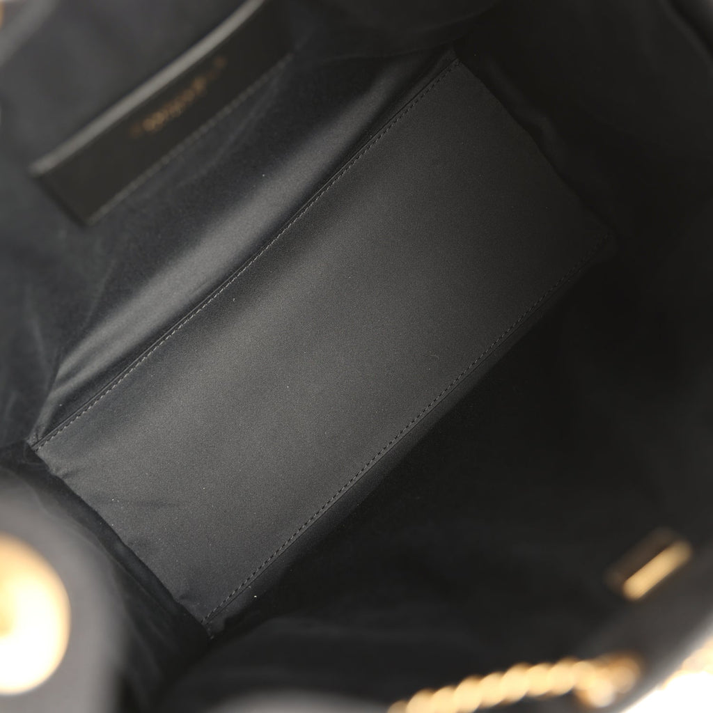 Chanel Medium 25 Hobo Bag Black Washed Denim Antique Gold Hardware