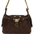 Chanel Mini 25 Hobo Bag Dark Brown Suede Antique Gold Hardware