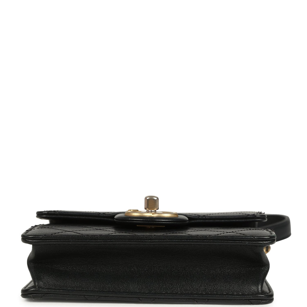 Chanel Chic Pearls Flap Bag Black Calfskin Brushed Gold Hardware