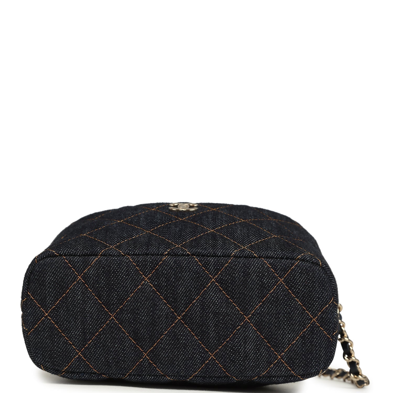Chanel Mini Hobo Pouch with Chain Dark Blue Denim and Leather Light Gold Hardware