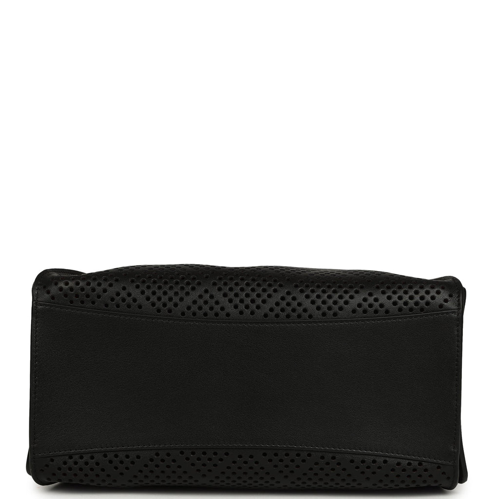 Chanel Small 25 Hobo Bag Black Perforated Calfskin Antique Gold Hardware