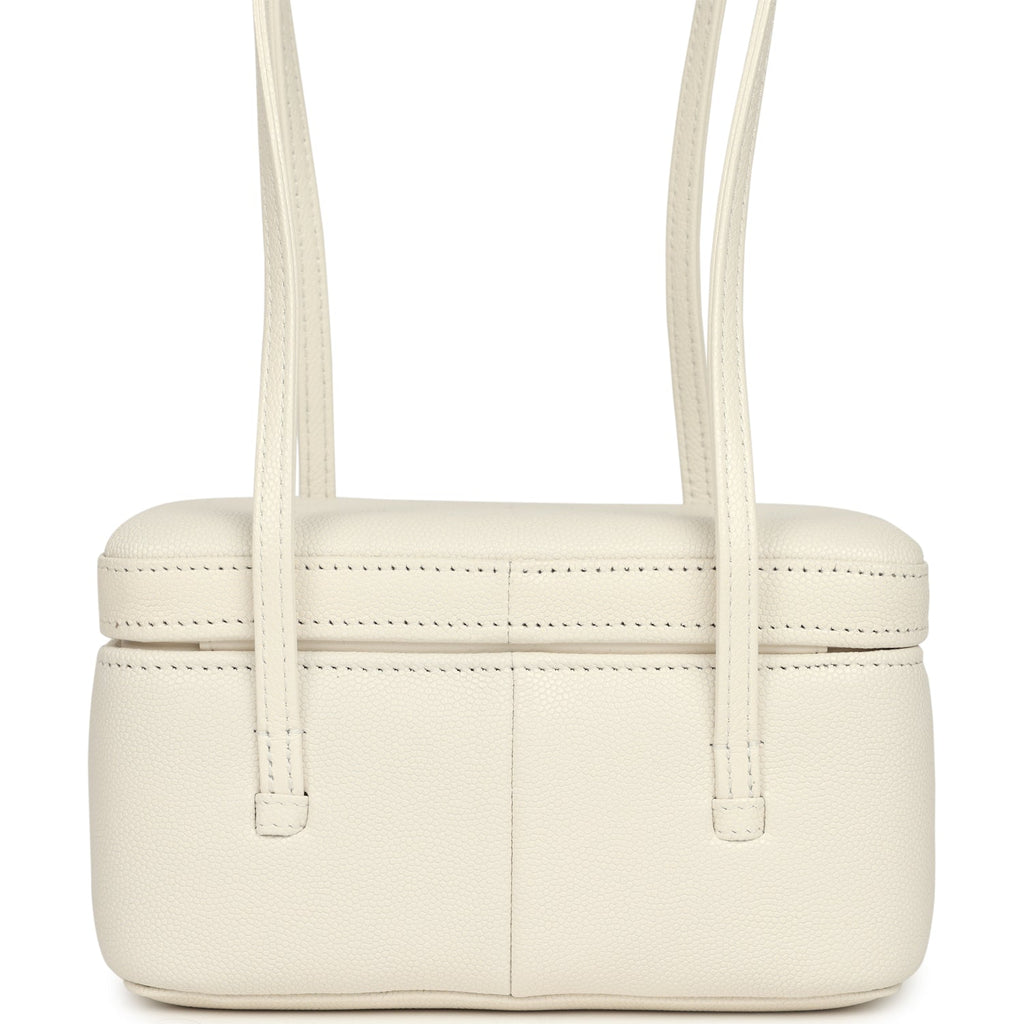 Chanel Preppy Coco Long Vanity with Straps White Shiny Caviar Brushed Gold Hardware
